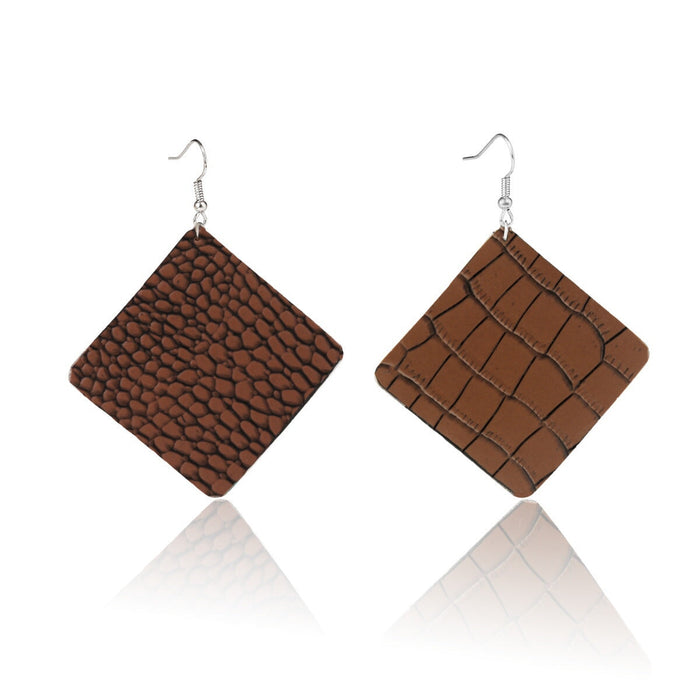 Wholesale leather teardrop print earrings JDC-ES-ManY020 Earrings 满溢 E1903-45 cafe Wholesale Jewelry JoyasDeChina Joyas De China