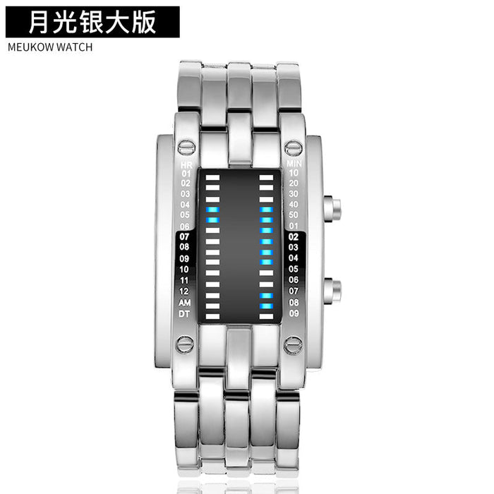 Wholesale LED Dual Line Movement Stainless Steel Alloy Electronic Watch JDC-WH-Jinj004 Watch 金嘉 silver L Wholesale Jewelry JoyasDeChina Joyas De China