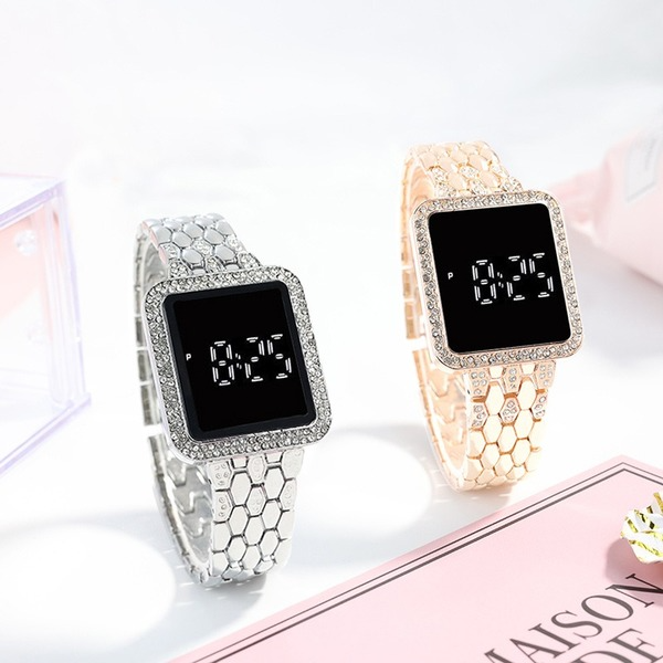 Wholesale LED Square Steel Band Rhinestone Set Alloy Electronic Touch Watch JDC-WH-Jinj015 Watch 金嘉 Wholesale Jewelry JoyasDeChina Joyas De China