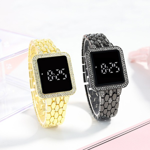 Wholesale LED Square Steel Band Rhinestone Set Alloy Electronic Touch Watch JDC-WH-Jinj015 Watch 金嘉 Wholesale Jewelry JoyasDeChina Joyas De China