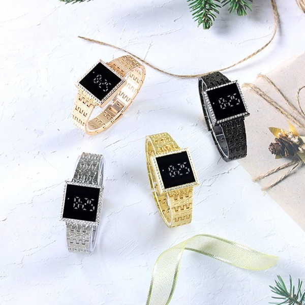 Wholesale LED Square Steel Band Rhinestone Set Alloy Electronic Watch JDC-WH-Jinj008 Watch 金嘉 Wholesale Jewelry JoyasDeChina Joyas De China