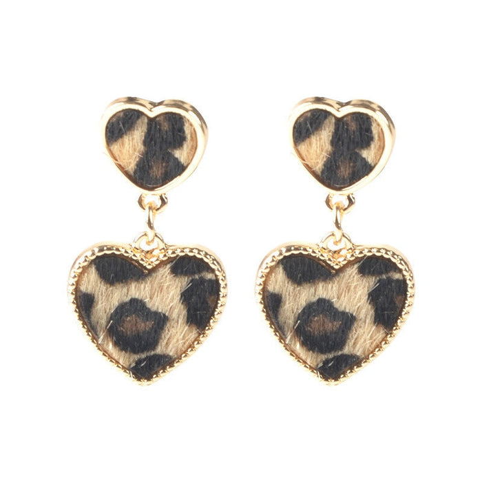 Wholesale Leopard Drop Geometric Circle Heart Leather Earrings Set JDC-ES-ZhanY016 Earrings 展言 7 Wholesale Jewelry JoyasDeChina Joyas De China