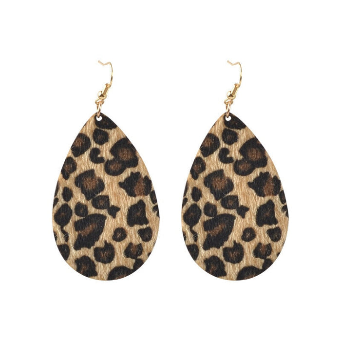 Wholesale Leopard Drop Geometric Circle Heart Leather Earrings Set JDC-ES-ZhanY016 Earrings 展言 9 Wholesale Jewelry JoyasDeChina Joyas De China