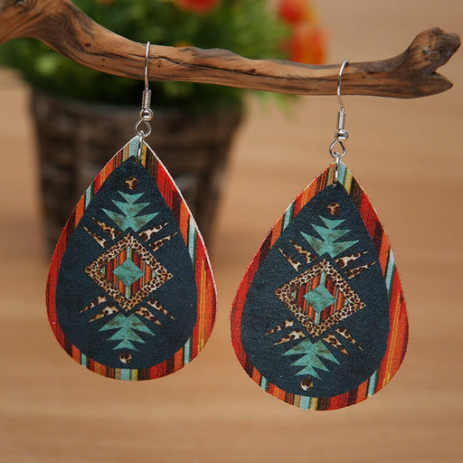 Wholesale Leopard Geometric Pattern Leather Earrings JDC-ES-Saip020 Earrings 赛蒲 Wholesale Jewelry JoyasDeChina Joyas De China