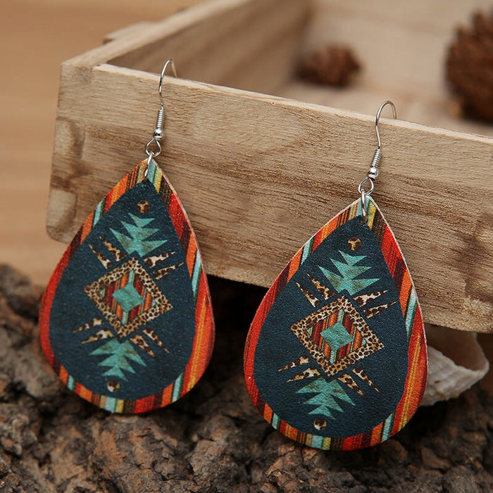 Wholesale Leopard Geometric Pattern Leather Earrings JDC-ES-Saip020 Earrings 赛蒲 Wholesale Jewelry JoyasDeChina Joyas De China