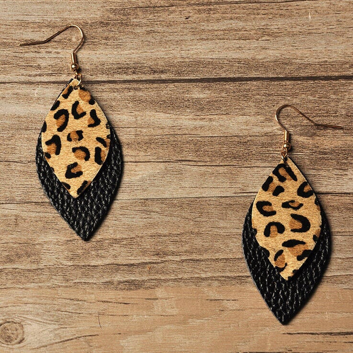 Wholesale Leopard Print Double Leather Earrings JDC-ES-Saip008 Earrings 赛蒲 Wholesale Jewelry JoyasDeChina Joyas De China