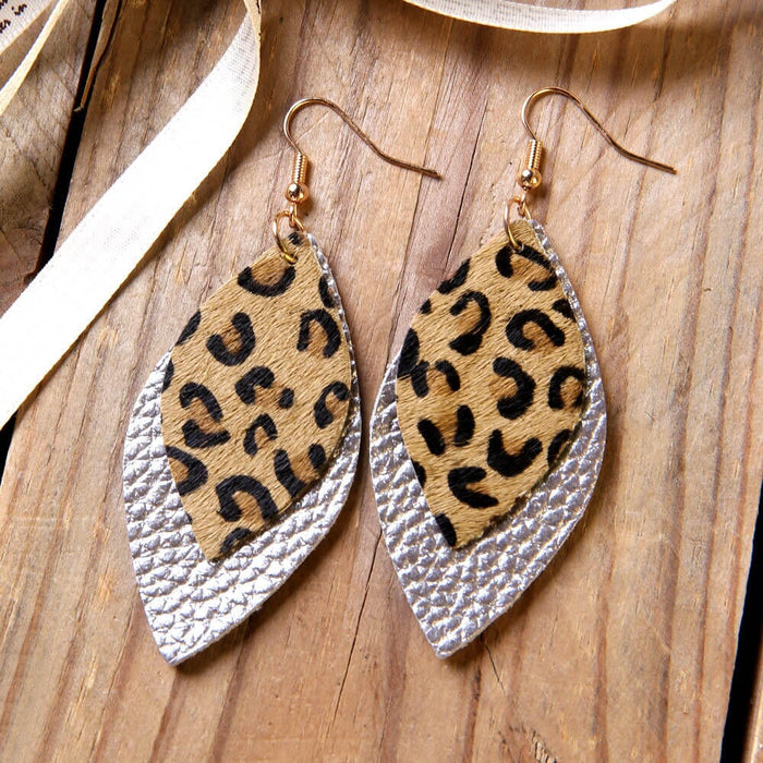 Wholesale Leopard Print Double Leather Earrings JDC-ES-Saip008 Earrings 赛蒲 Wholesale Jewelry JoyasDeChina Joyas De China