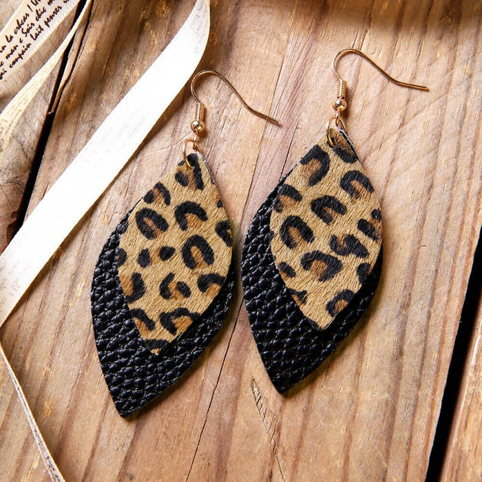 Wholesale Leopard Print Double Leather Earrings JDC-ES-Saip008 Earrings 赛蒲 Wholesale Jewelry JoyasDeChina Joyas De China