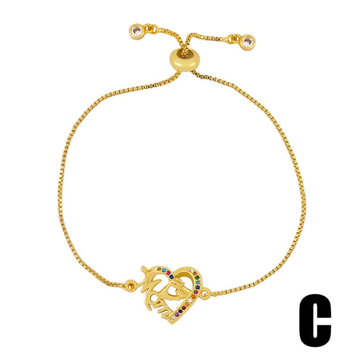 Wholesale letter crown Mother's Day love diamond inlaid bronze bracelet JDC-BT-AOS006 Bracelet 翱昇 Wholesale Jewelry JoyasDeChina Joyas De China
