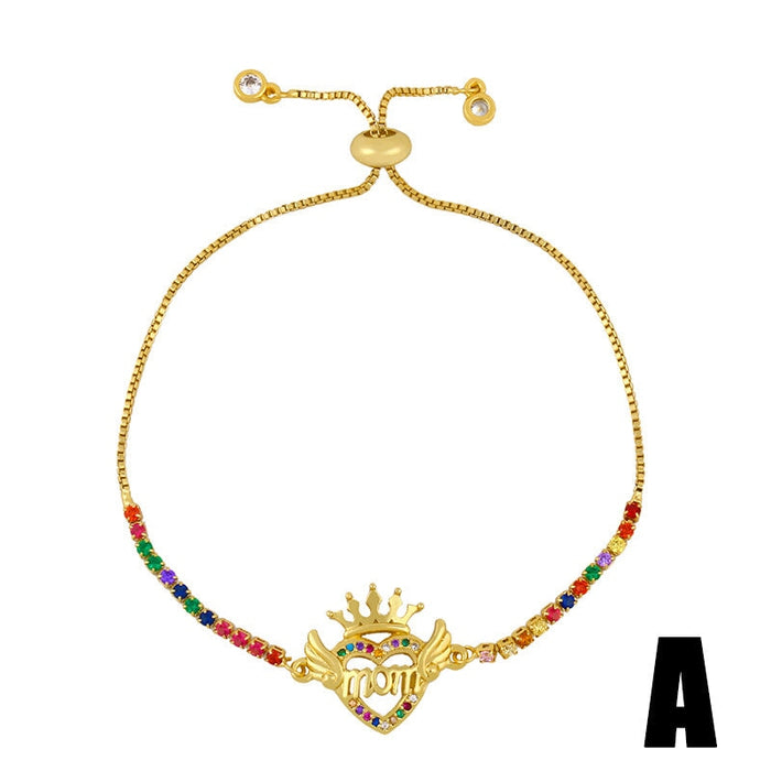 Wholesale letter crown Mother's Day love diamond inlaid bronze bracelet JDC-BT-AOS006 Bracelet 翱昇 A Wholesale Jewelry JoyasDeChina Joyas De China