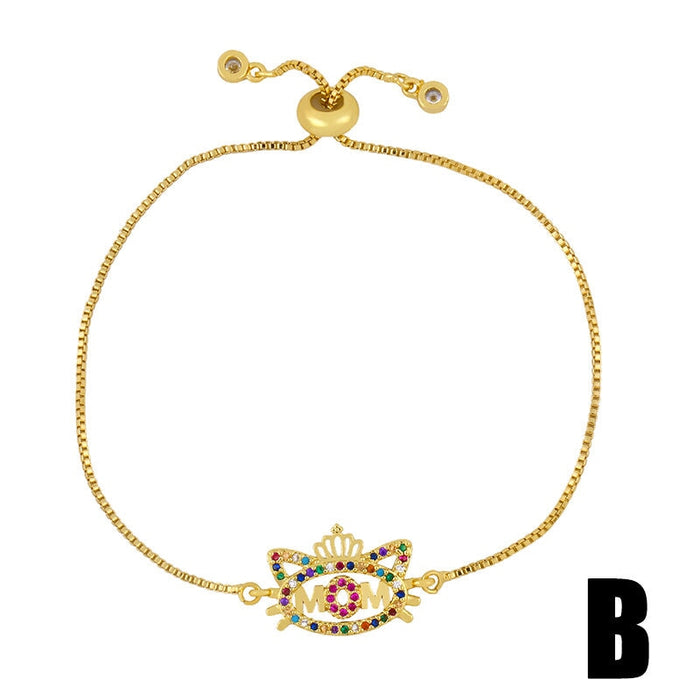 Wholesale letter crown Mother's Day love diamond inlaid bronze bracelet JDC-BT-AOS006 Bracelet 翱昇 B Wholesale Jewelry JoyasDeChina Joyas De China