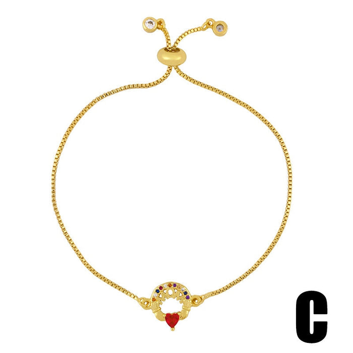 Wholesale letter heart-encrusted color copper zircon adjustable pull-out Mother's Day bracelet JDC-BT-AOS005 Bracelet 翱昇 Wholesale Jewelry JoyasDeChina Joyas De China