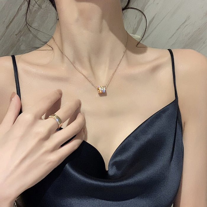 Wholesale light luxury titanium steel colorfast digital small waist Necklace JDC-NE-TD002 Necklaces 一自一然 Wholesale Jewelry JoyasDeChina Joyas De China