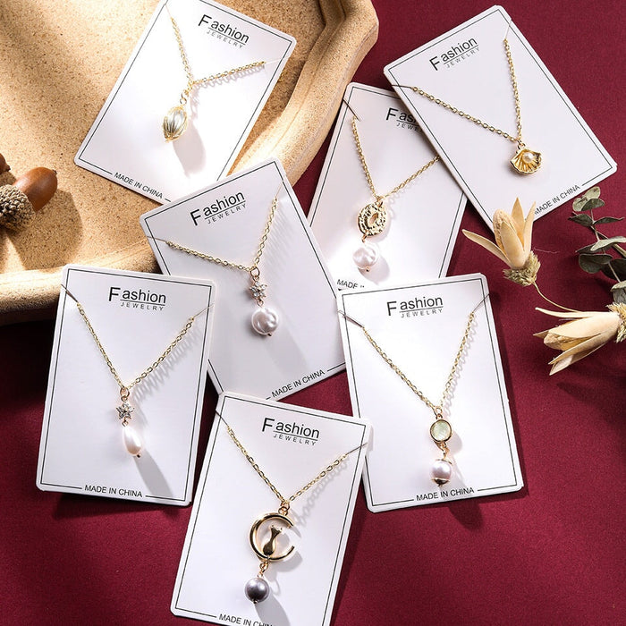 Wholesale locked pearl single layer gold alloy necklace JDC-NE-KJ211 Necklaces 坤杰 Wholesale Jewelry JoyasDeChina Joyas De China