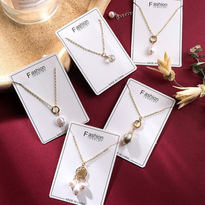 Wholesale locked pearl single layer gold alloy necklace JDC-NE-KJ211 Necklaces 坤杰 Wholesale Jewelry JoyasDeChina Joyas De China