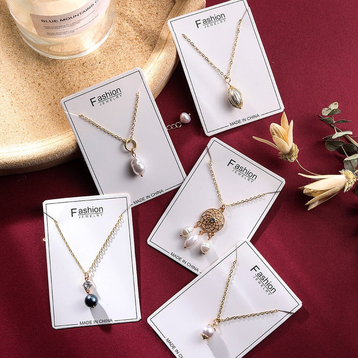 Wholesale locked pearl single layer gold alloy necklace JDC-NE-KJ211 Necklaces 坤杰 Wholesale Jewelry JoyasDeChina Joyas De China