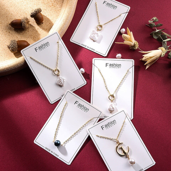 Wholesale locked pearl single layer gold alloy necklace JDC-NE-KJ211 Necklaces 坤杰 Wholesale Jewelry JoyasDeChina Joyas De China