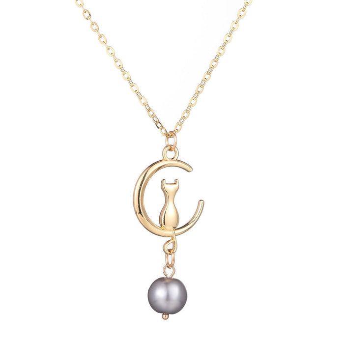 Wholesale locked pearl single layer gold alloy necklace JDC-NE-KJ211 Necklaces 坤杰 N011069 Wholesale Jewelry JoyasDeChina Joyas De China