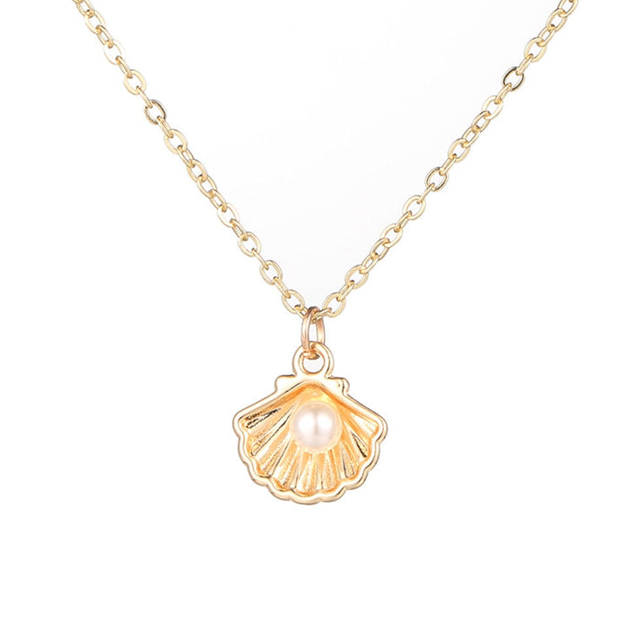 Wholesale locked pearl single layer gold alloy necklace JDC-NE-KJ211 Necklaces 坤杰 N011071 Wholesale Jewelry JoyasDeChina Joyas De China