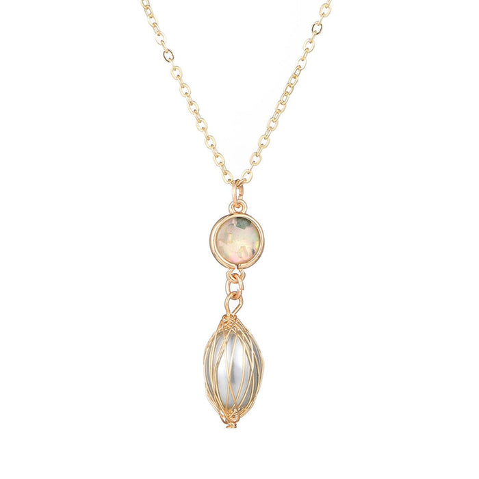 Wholesale locked pearl single layer gold alloy necklace JDC-NE-KJ211 Necklaces 坤杰 N011074 Wholesale Jewelry JoyasDeChina Joyas De China