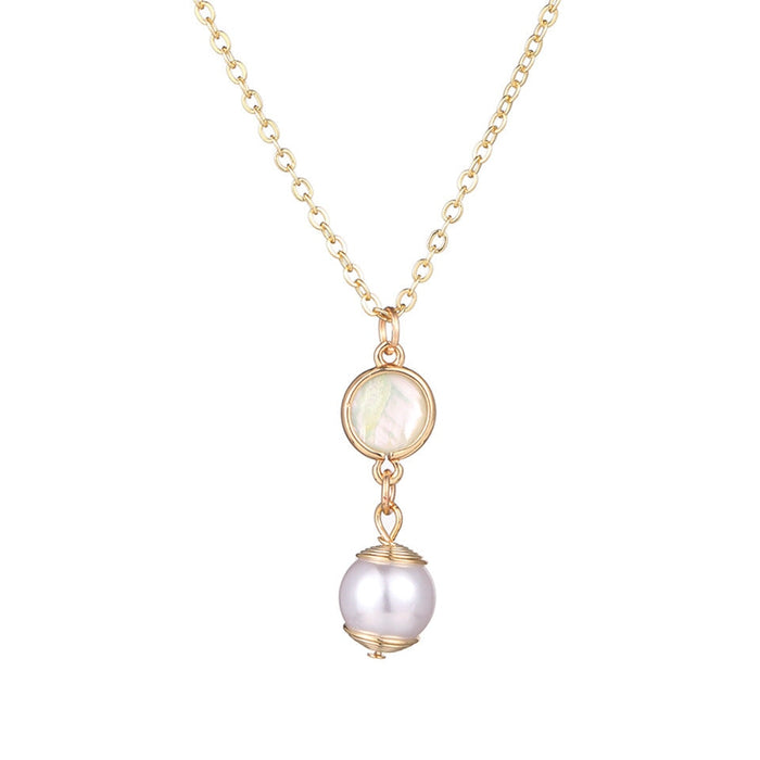 Wholesale locked pearl single layer gold alloy necklace JDC-NE-KJ211 Necklaces 坤杰 N011077 Wholesale Jewelry JoyasDeChina Joyas De China