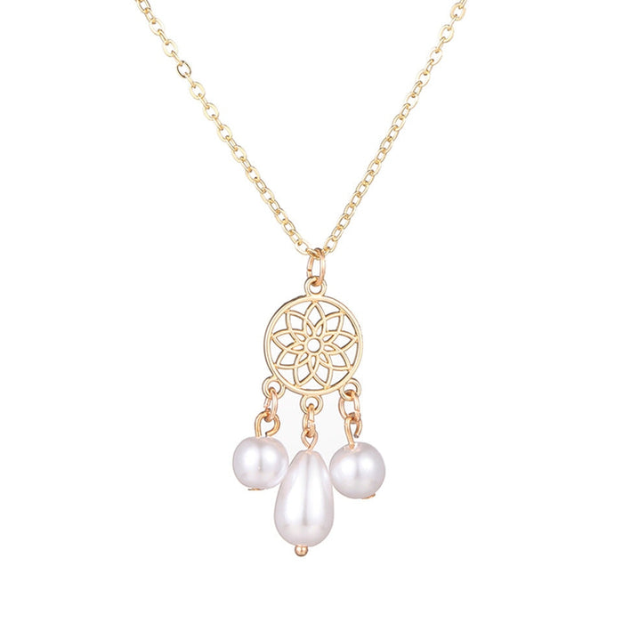 Wholesale locked pearl single layer gold alloy necklace JDC-NE-KJ211 Necklaces 坤杰 N011078 Wholesale Jewelry JoyasDeChina Joyas De China