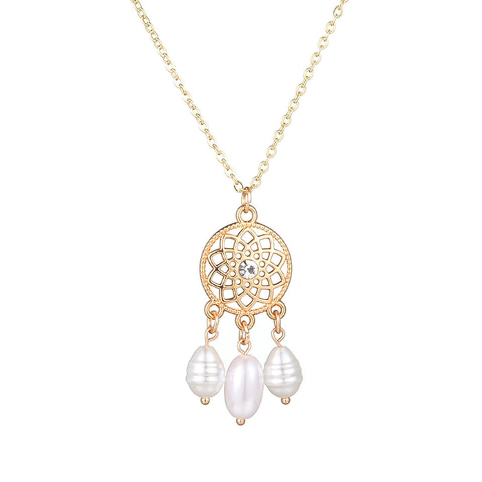 Wholesale locked pearl single layer gold alloy necklace JDC-NE-KJ211 Necklaces 坤杰 N011079 Wholesale Jewelry JoyasDeChina Joyas De China