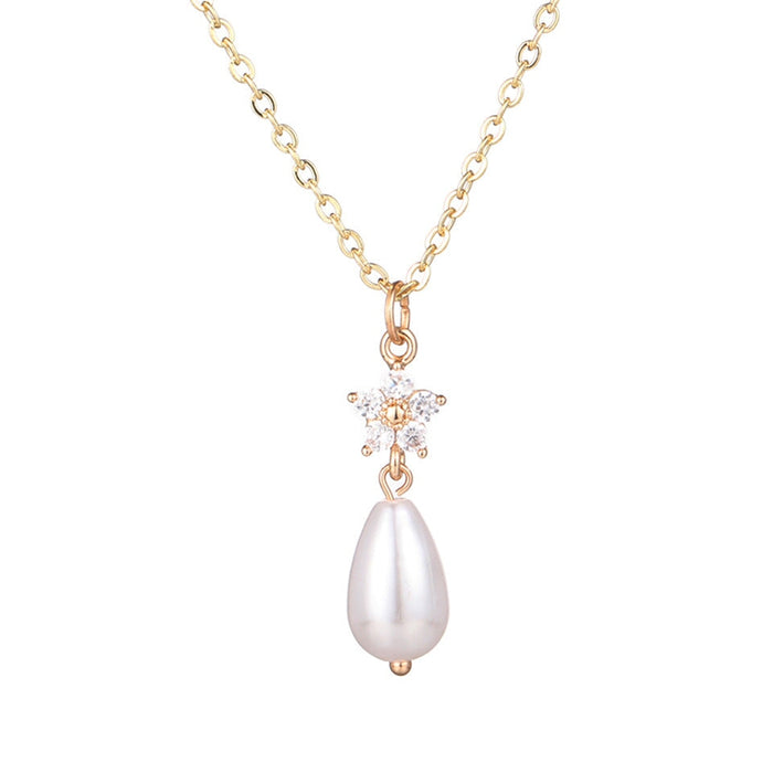 Wholesale locked pearl single layer gold alloy necklace JDC-NE-KJ211 Necklaces 坤杰 N011080 Wholesale Jewelry JoyasDeChina Joyas De China