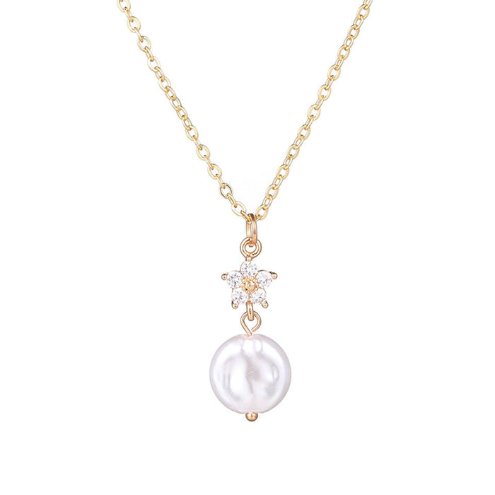 Wholesale locked pearl single layer gold alloy necklace JDC-NE-KJ211 Necklaces 坤杰 N011081 Wholesale Jewelry JoyasDeChina Joyas De China