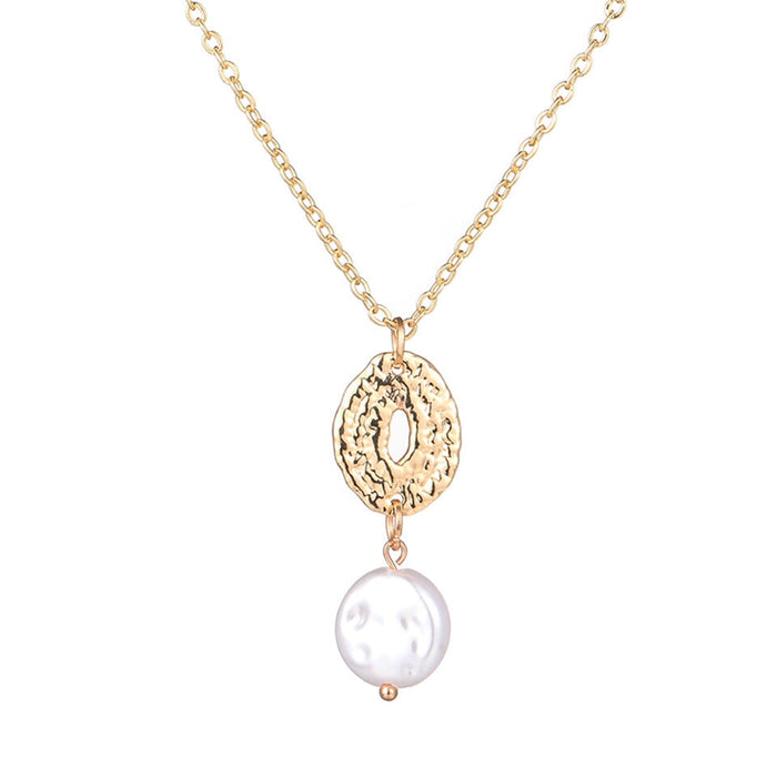 Wholesale locked pearl single layer gold alloy necklace JDC-NE-KJ211 Necklaces 坤杰 N011082 Wholesale Jewelry JoyasDeChina Joyas De China
