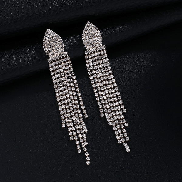 Wholesale Long Colorful Rhinestone Tassel Drop Earrings JDC-ES-ZHONGW007 Earrings 众薇 Wholesale Jewelry JoyasDeChina Joyas De China