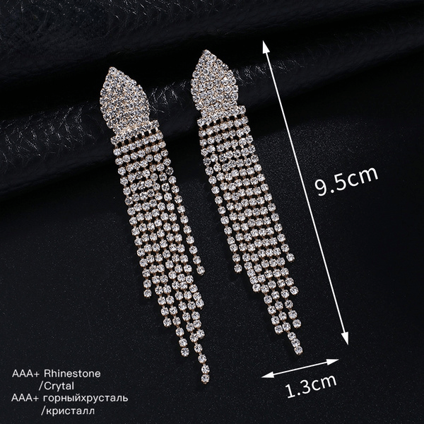 Wholesale Long Colorful Rhinestone Tassel Drop Earrings JDC-ES-ZHONGW007 Earrings 众薇 Wholesale Jewelry JoyasDeChina Joyas De China