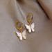 Wholesale long flower butterfly pearl earrings JDC-ES-BY191 Earrings 宝钰 Wholesale Jewelry JoyasDeChina Joyas De China
