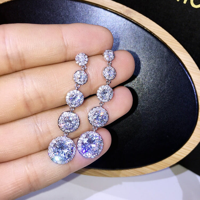 Wholesale long fringed zircon earrings MOQ≥2 JDC-ES-Kas003 Earrings 卡诗 Wholesale Jewelry JoyasDeChina Joyas De China