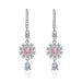Wholesale long pink diamond plated silver stud earrings JDC-ES-BZ020 Earrings 标志 Wholesale Jewelry JoyasDeChina Joyas De China
