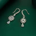 Wholesale long pink diamond plated silver stud earrings JDC-ES-BZ020 Earrings 标志 Wholesale Jewelry JoyasDeChina Joyas De China