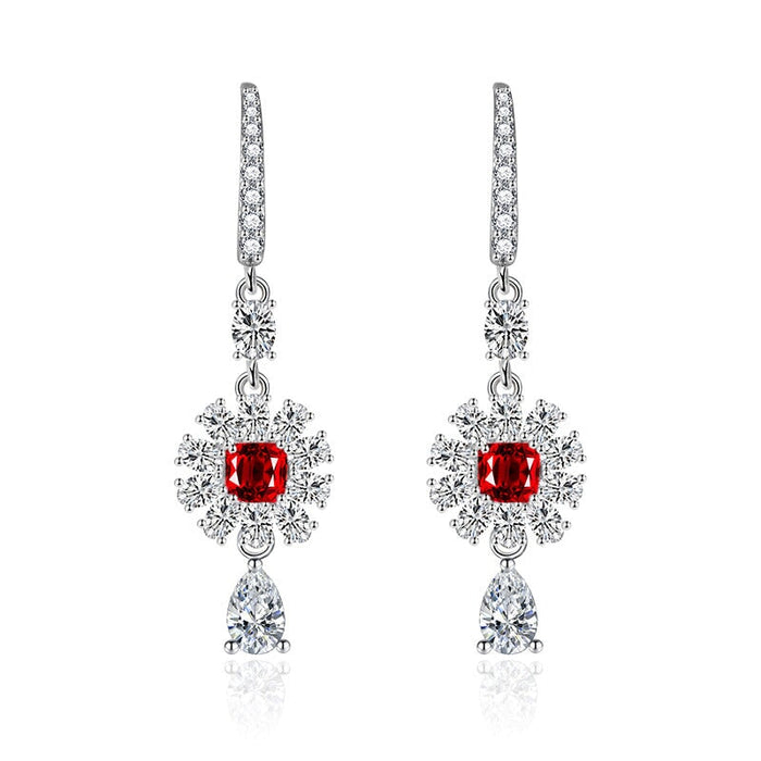 Wholesale long pink diamond plated silver stud earrings JDC-ES-BZ020 Earrings 标志 Wholesale Jewelry JoyasDeChina Joyas De China