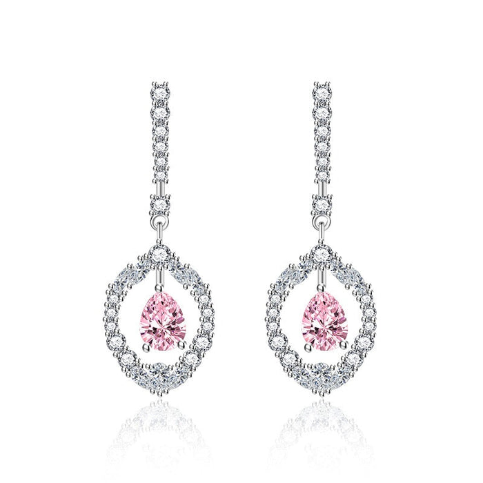 Wholesale long tassel vintage purple silver plated earrings JDC-ES-BZ008 Earrings 标志 pink Wholesale Jewelry JoyasDeChina Joyas De China