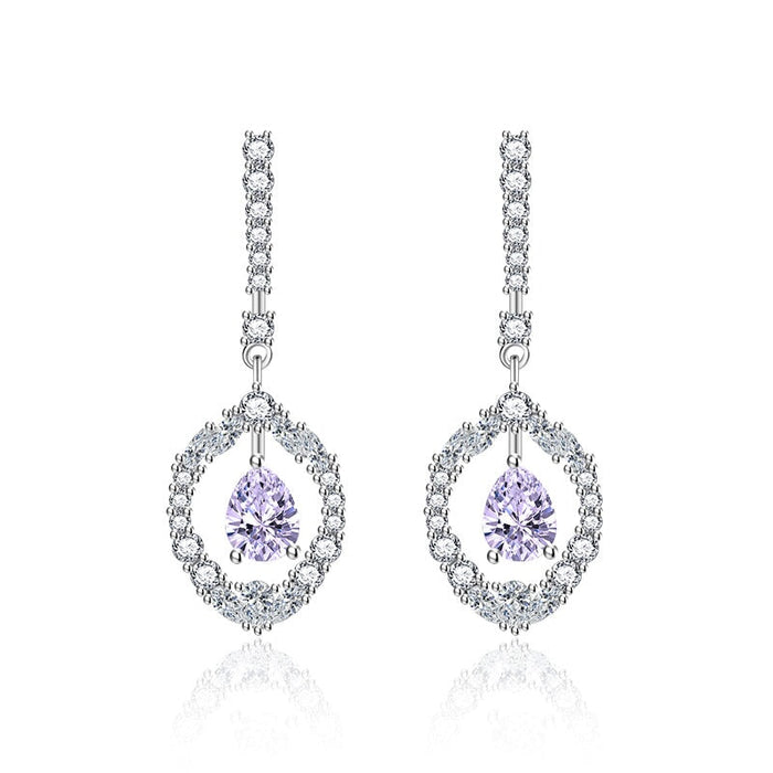 Wholesale long tassel vintage purple silver plated earrings JDC-ES-BZ008 Earrings 标志 purple Wholesale Jewelry JoyasDeChina Joyas De China