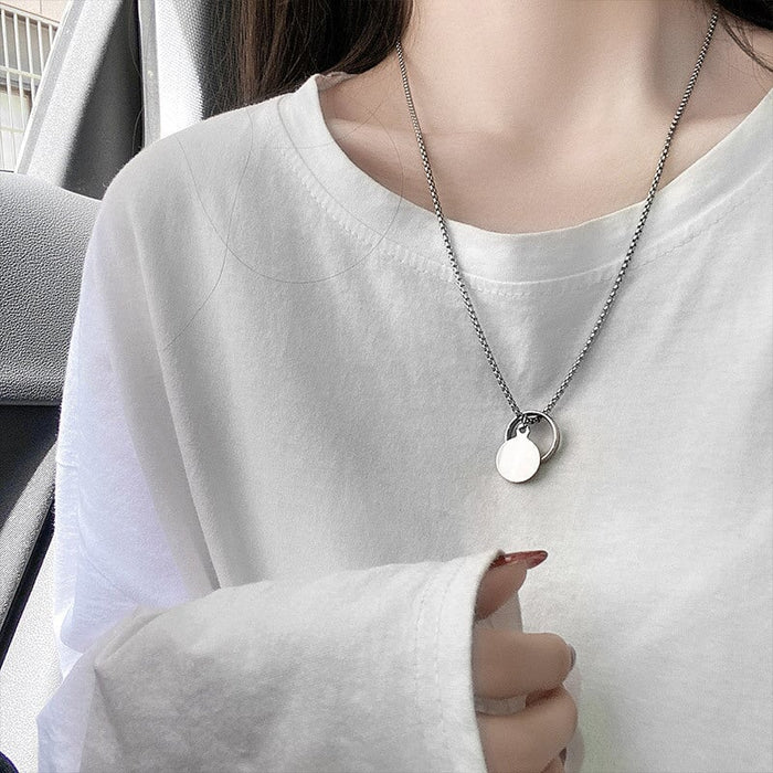 Wholesale long titanium steel ring necklace JDC-NE-MLQ019 Necklaces 米朗奇 Wholesale Jewelry JoyasDeChina Joyas De China