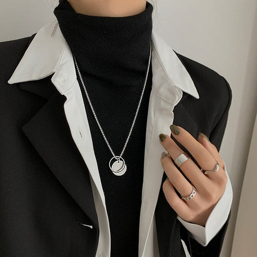 Wholesale long titanium steel ring necklace JDC-NE-MLQ019 Necklaces 米朗奇 70CM Wholesale Jewelry JoyasDeChina Joyas De China