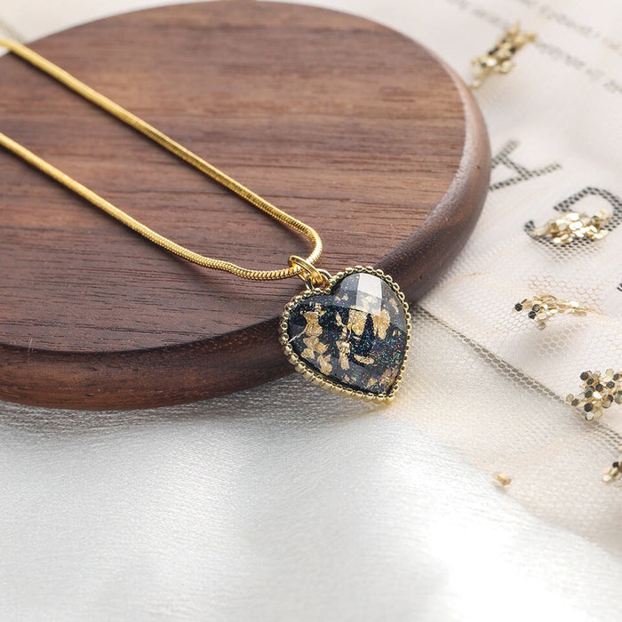 Wholesale love blue titanium steel Crystal Necklace JDC-NE-KJ212 Necklaces 坤杰 Wholesale Jewelry JoyasDeChina Joyas De China