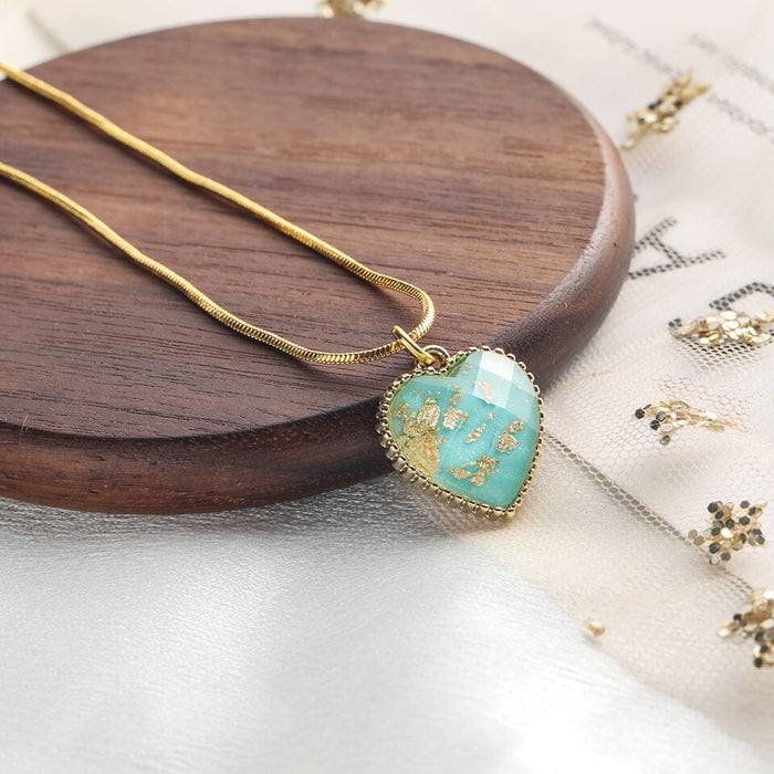 Wholesale love blue titanium steel Crystal Necklace JDC-NE-KJ212 Necklaces 坤杰 Wholesale Jewelry JoyasDeChina Joyas De China