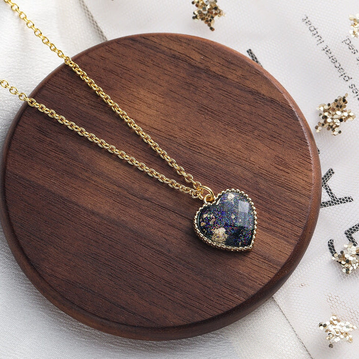 Wholesale love blue titanium steel Crystal Necklace JDC-NE-KJ212 Necklaces 坤杰 Wholesale Jewelry JoyasDeChina Joyas De China