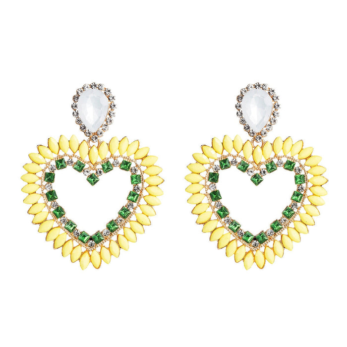 Wholesale love diamond-encrusted yellow alloy earrings JDC-ES-HEM001 Earrings 和鸣 Wholesale Jewelry JoyasDeChina Joyas De China