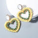 Wholesale love diamond-encrusted yellow alloy earrings JDC-ES-HEM001 Earrings 和鸣 Wholesale Jewelry JoyasDeChina Joyas De China