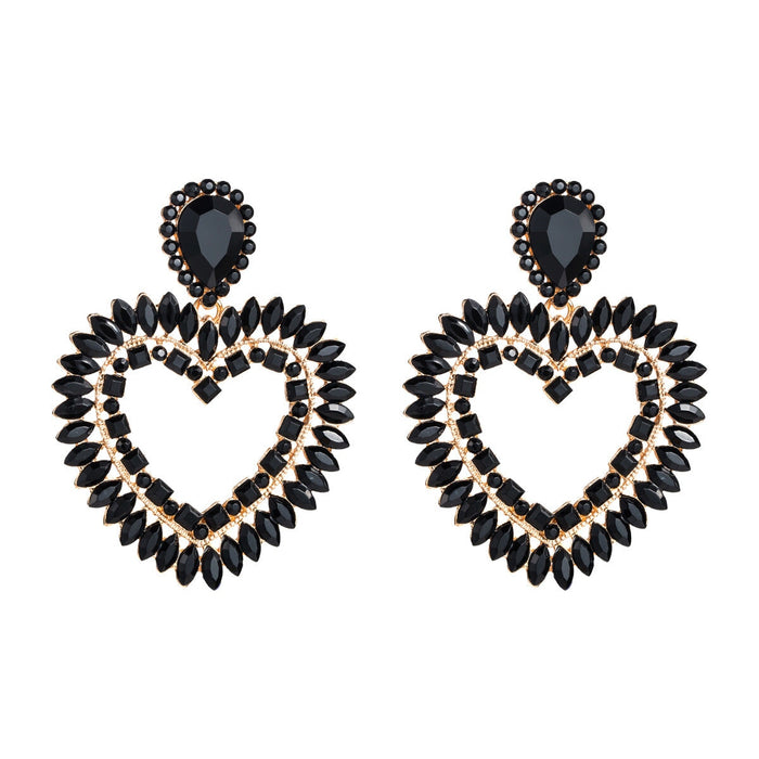 Wholesale love diamond-encrusted yellow alloy earrings JDC-ES-HEM001 Earrings 和鸣 Black Wholesale Jewelry JoyasDeChina Joyas De China