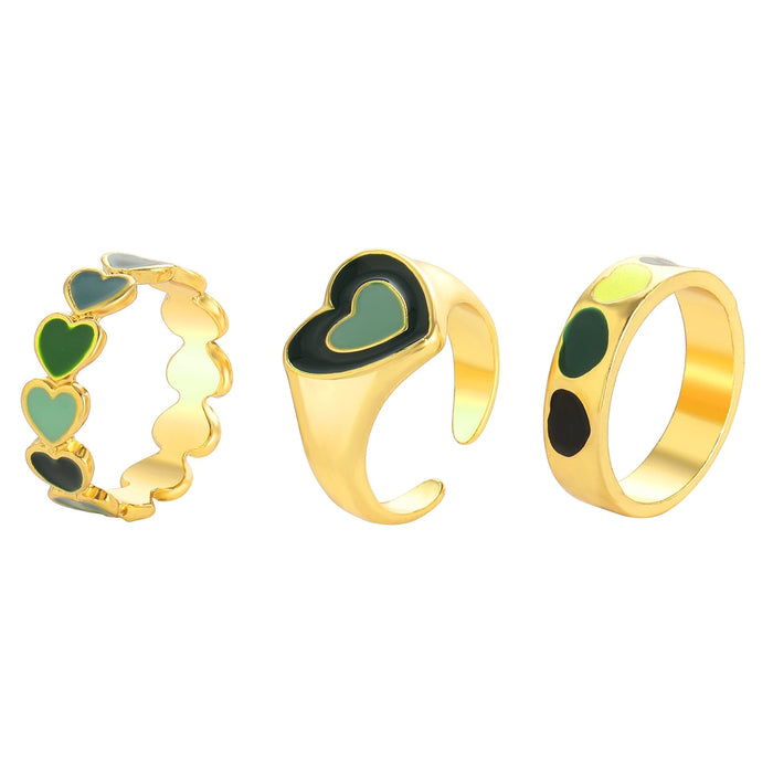 Wholesale love drip oil butterfly daisy alloy ring 6 piece set JDC-RS-F078 Rings 韩之尚 Wholesale Jewelry JoyasDeChina Joyas De China