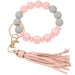 Wholesale LOVE Silicone Beaded Leather Tassel Keychain JDC-KC-HeYu001 Keychains 荷玉 pink Wholesale Jewelry JoyasDeChina Joyas De China