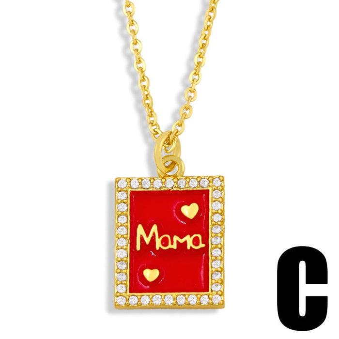 Wholesale love square mother's day necklace JDC-NE-AOS004 Necklaces 翱昇 C Wholesale Jewelry JoyasDeChina Joyas De China